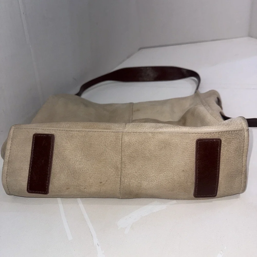 HOBO International Leather Western Beige & Brown Slouchy Tote Bag Purse Handbag